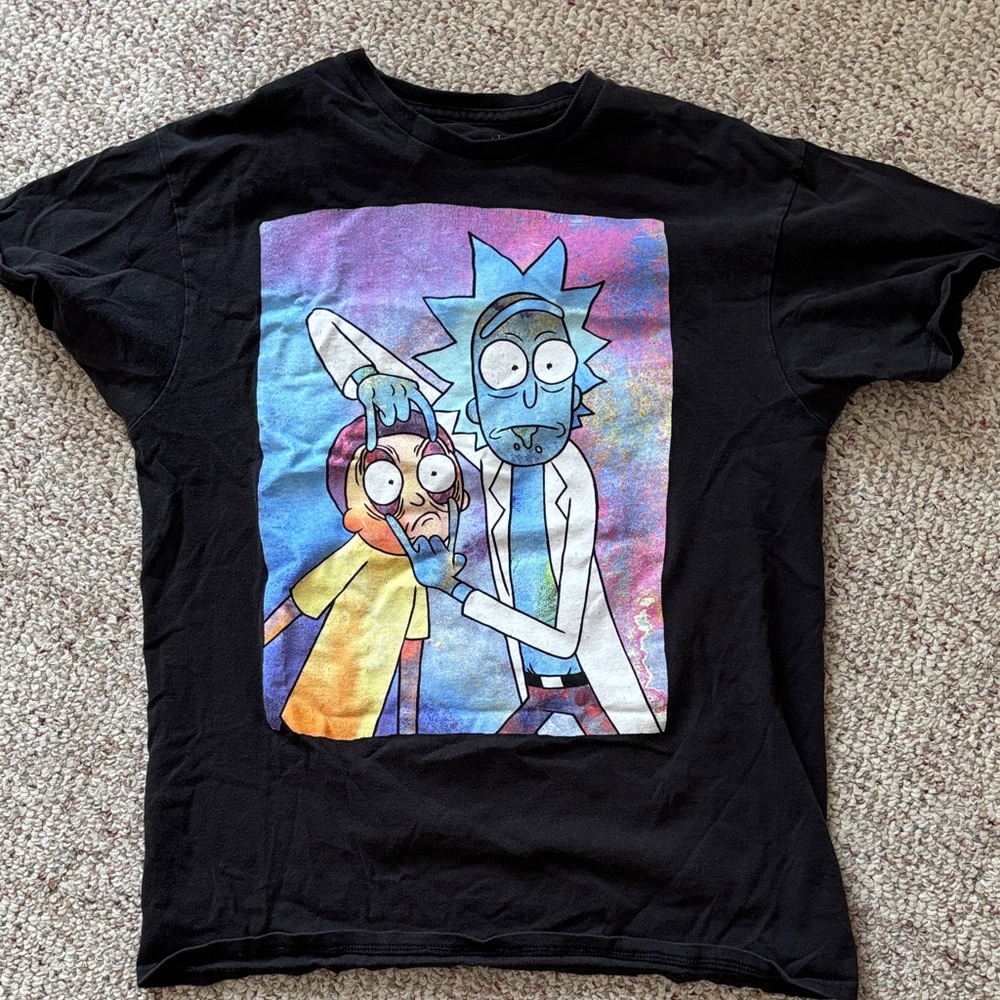Ripple Junction Black Tee with Rick and Morty Graphic